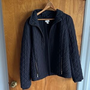 J. Crew Black Quilted Zip-Front Puffer Jacket